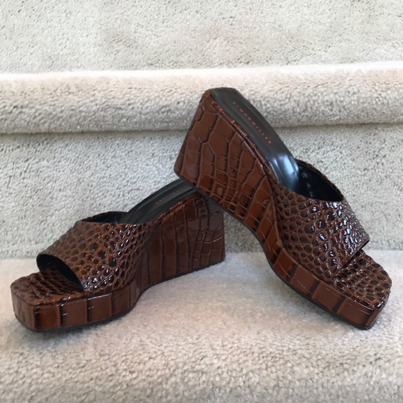 Simon Miller Cocoa Croc Level Wedge Sandals